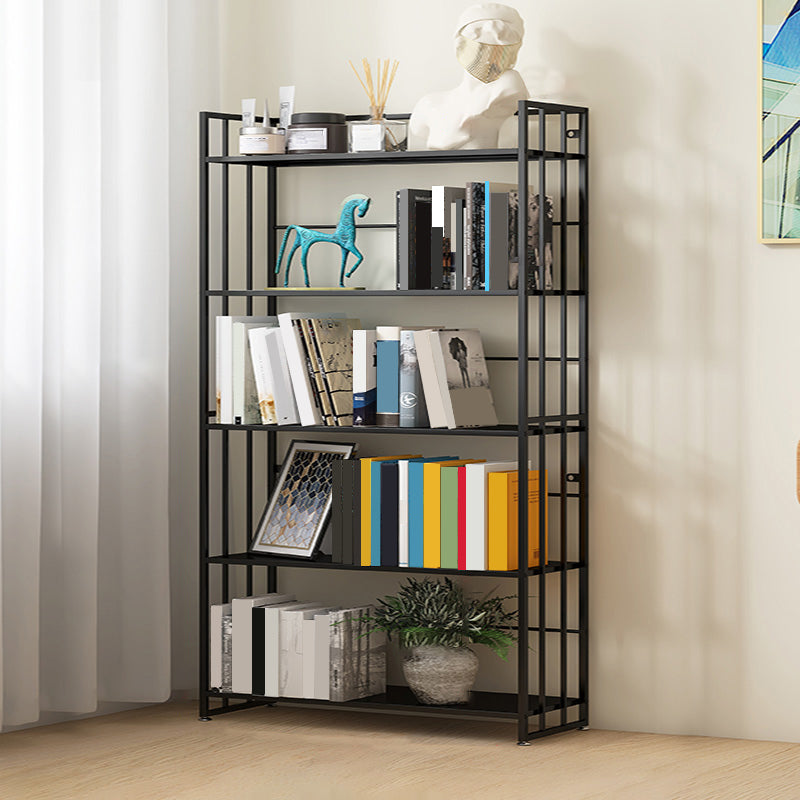 9.84"W Bookshelf Contemporary Style Open Back Bookcase for Home Office 27.6"L x 9.8"W x 57.5"H Black Clearhalo 'Bookcases' 'furn' 'furn_bookcases' 'Furniture' 'furniture_bookcases' 'Office Furniture' 4971696