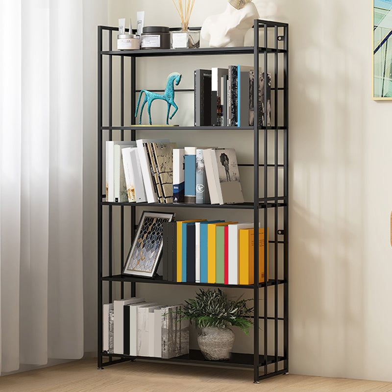 9.84"W Bookshelf Contemporary Style Open Back Bookcase for Home Office 19.7"L x 9.8"W x 57.5"H Black Clearhalo 'Bookcases' 'furn' 'furn_bookcases' 'Furniture' 'furniture_bookcases' 'Office Furniture' 4971701