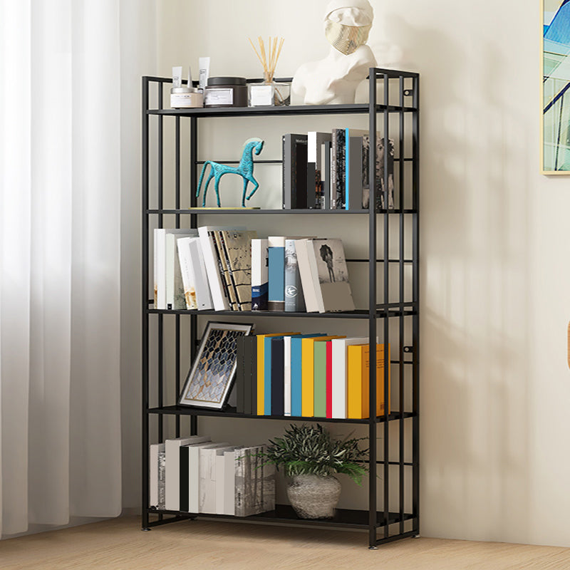 9.84"W Bookshelf Contemporary Style Open Back Bookcase for Home Office 23.6"L x 9.8"W x 57.5"H Black Clearhalo 'Bookcases' 'furn' 'furn_bookcases' 'Furniture' 'furniture_bookcases' 'Office Furniture' 4971703