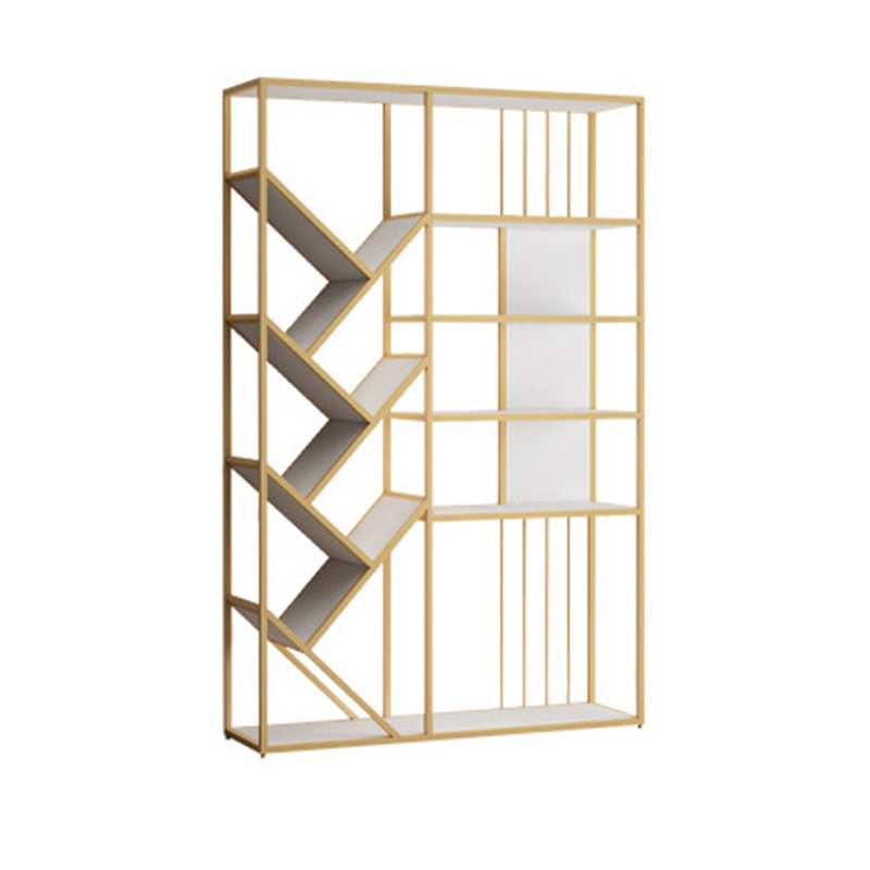 Modern Vertical Etagere Bookshelf Metal Frame Manufactured Wood Shelf Bookcase Gold-White Clearhalo 'Bookcases' 'Furniture' 'furniture_bookcases' 'Office Furniture' 4971719