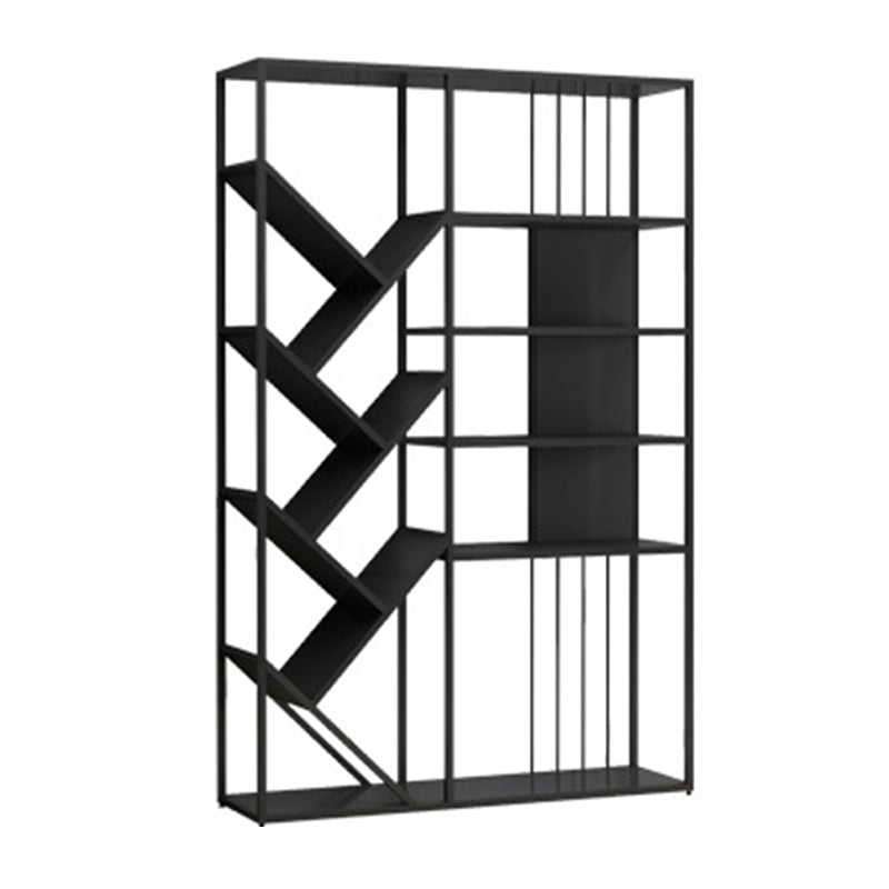 Modern Vertical Etagere Bookshelf Metal Frame Manufactured Wood Shelf Bookcase Black Clearhalo 'Bookcases' 'Furniture' 'furniture_bookcases' 'Office Furniture' 4971720