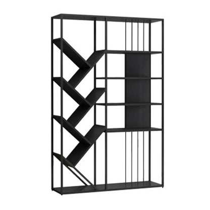 Modern Vertical Etagere Bookshelf Metal Frame Manufactured Wood Shelf Bookcase Black Clearhalo 'Bookcases' 'Furniture' 'furniture_bookcases' 'Office Furniture' 4971720