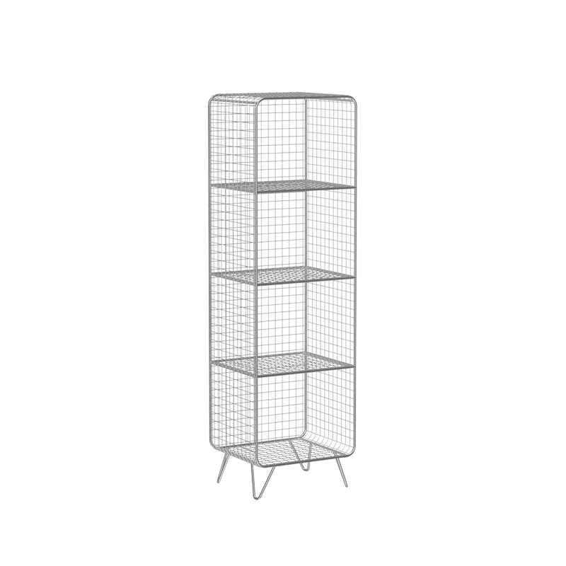 Modern Style Bookcase Vertical Metal Closed Back Bookshelf for Home 13.8"L x 11.8"W x 47.2"H Silver Clearhalo 'Bookcases' 'furn' 'furn_bookcases' 'Furniture' 'furniture_bookcases' 'Office Furniture' 4971754