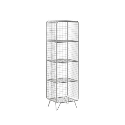 Modern Style Bookcase Vertical Metal Closed Back Bookshelf for Home 13.8"L x 11.8"W x 47.2"H Silver