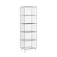 Modern Style Bookcase Vertical Metal Closed Back Bookshelf for Home 16"L x 14"W x 59"H Silver Clearhalo 'Bookcases' 'furn' 'furn_bookcases' 'Furniture' 'furniture_bookcases' 'Office Furniture' 4971756