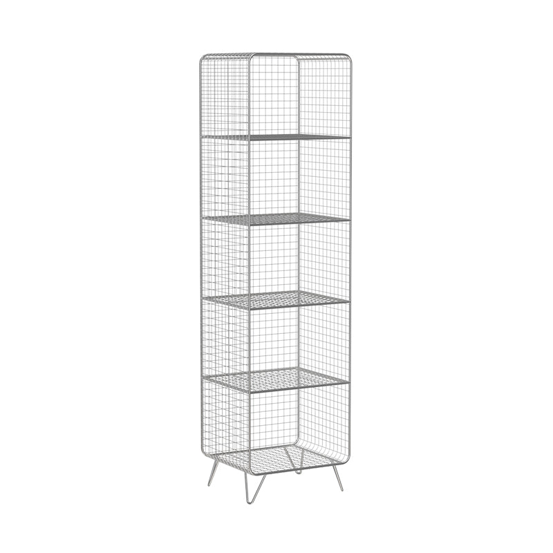 Modern Style Bookcase Vertical Metal Closed Back Bookshelf for Home 19.7"L x 13.8"W x 63"H Silver Clearhalo 'Bookcases' 'furn' 'furn_bookcases' 'Furniture' 'furniture_bookcases' 'Office Furniture' 4971757