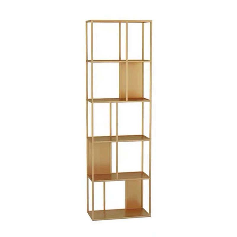 70.87"H Bookshelf Contemporary Style Open Back Bookcase for Home Office 23.6"L x 11.8"W x 70.9"H Gold Clearhalo 'Bookcases' 'furn' 'furn_bookcases' 'Furniture' 'furniture_bookcases' 'Office Furniture' 4971797