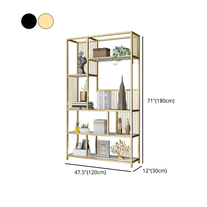Contemporary Etagere Bookshelf Iron Frame White Manufactured Wood Shelf Bookcase Clearhalo 'Bookcases' 'furn' 'furn_bookcases' 'Furniture' 'furniture_bookcases' 'Office Furniture' 4971839