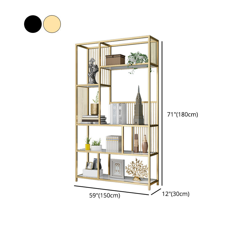 Contemporary Etagere Bookshelf Iron Frame White Manufactured Wood Shelf Bookcase Clearhalo 'Bookcases' 'furn' 'furn_bookcases' 'Furniture' 'furniture_bookcases' 'Office Furniture' 4971840