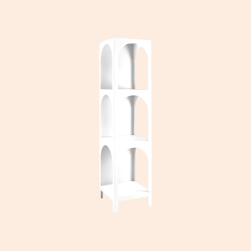 Modern Style Bookcase 13.78" Wide Metal Closed Back Bookshelf for Home 13.8"L x 13.8"W x 55.1"H White Clearhalo 'Bookcases' 'furn' 'furn_bookcases' 'Furniture' 'furniture_bookcases' 'Office Furniture' 4971861