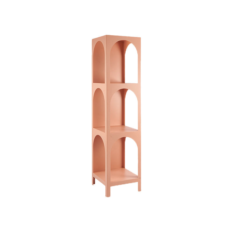 Modern Style Bookcase 13.78" Wide Metal Closed Back Bookshelf for Home 13.8"L x 13.8"W x 55.1"H Pink Clearhalo 'Bookcases' 'furn' 'furn_bookcases' 'Furniture' 'furniture_bookcases' 'Office Furniture' 4971863