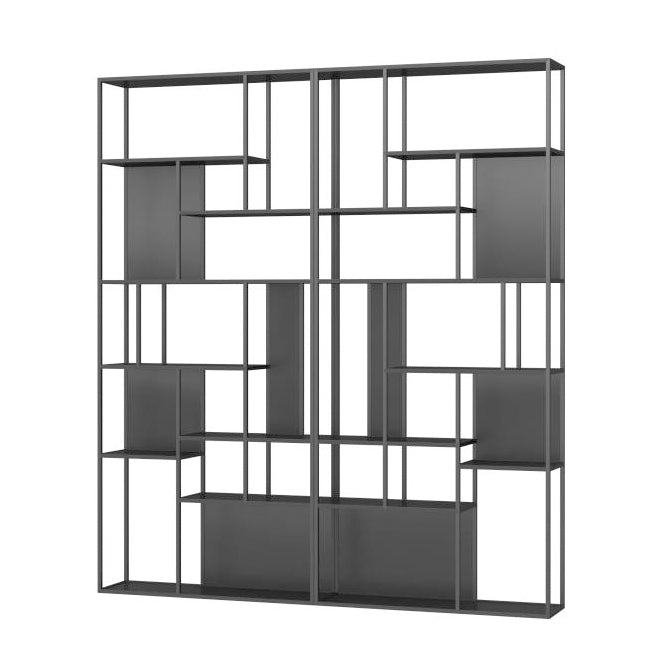 Metal Etagere Bookcase Modern Open Back Bookshelf for Home Office 94.5"L x 9.8"W x 78.7"H Black Clearhalo 'Bookcases' 'furn' 'furn_bookcases' 'Furniture' 'furniture_bookcases' 'Office Furniture' 4971876