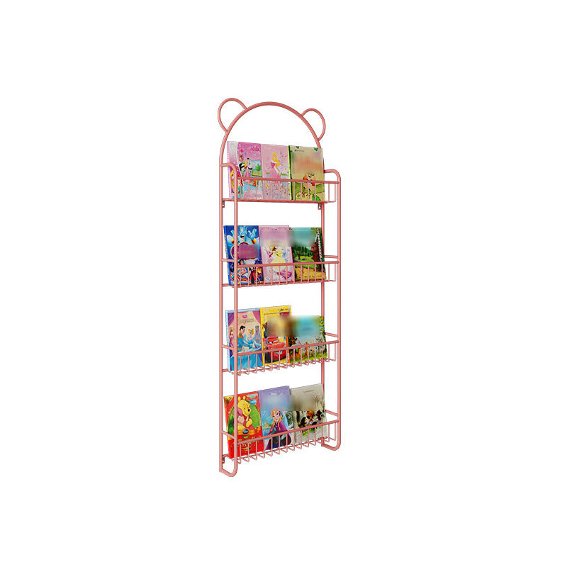 Scandinavian Wall Mounted Bookshelf Iron Vertical Bookcase for Home 20.5"L x 4.5"W x 55.9"H Pink Clearhalo 'Bookcases' 'furn' 'furn_bookcases' 'Furniture' 'furniture_bookcases' 'Office Furniture' 4971900