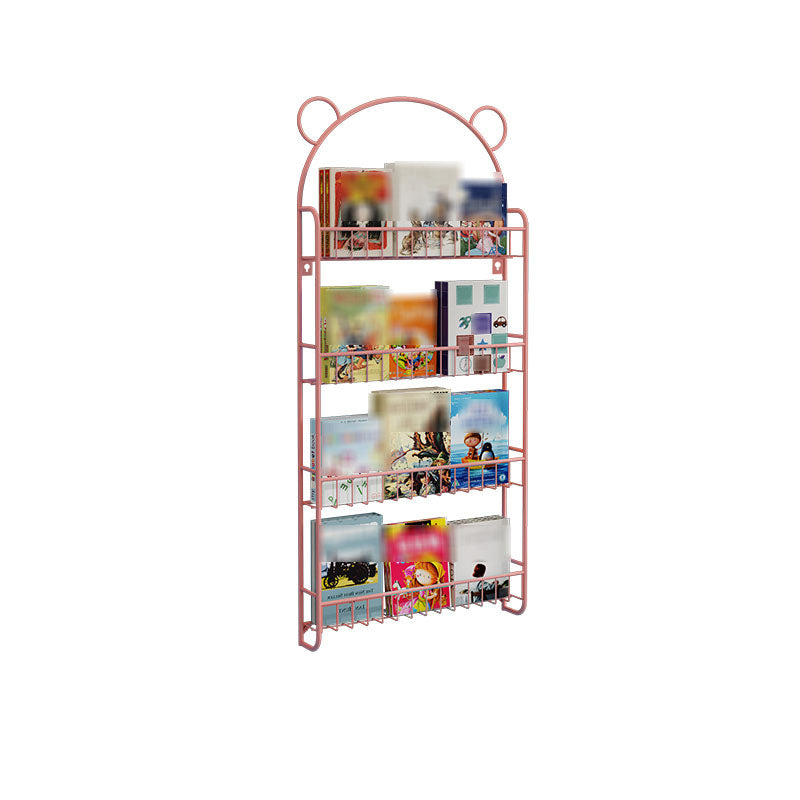 Scandinavian Wall Mounted Bookshelf Iron Vertical Bookcase for Home 26.4"L x 4.5"W x 59.8"H Pink Clearhalo 'Bookcases' 'furn' 'furn_bookcases' 'Furniture' 'furniture_bookcases' 'Office Furniture' 4971902