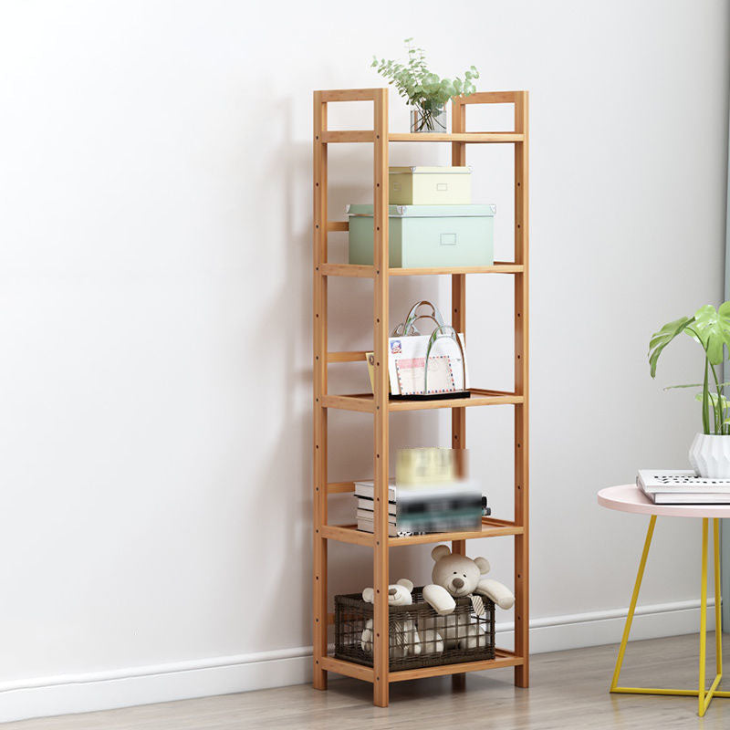 3/4/5-Shelf Manufactured Bookshelf Wood Etagere Natural Scandinavian Vertical Bookcase 15.7"L x 9.8"W x 50.4"H Clearhalo 'Bookcases' 'furn' 'furn_bookcases' 'Furniture' 'furniture_bookcases' 'Office Furniture' 4971922