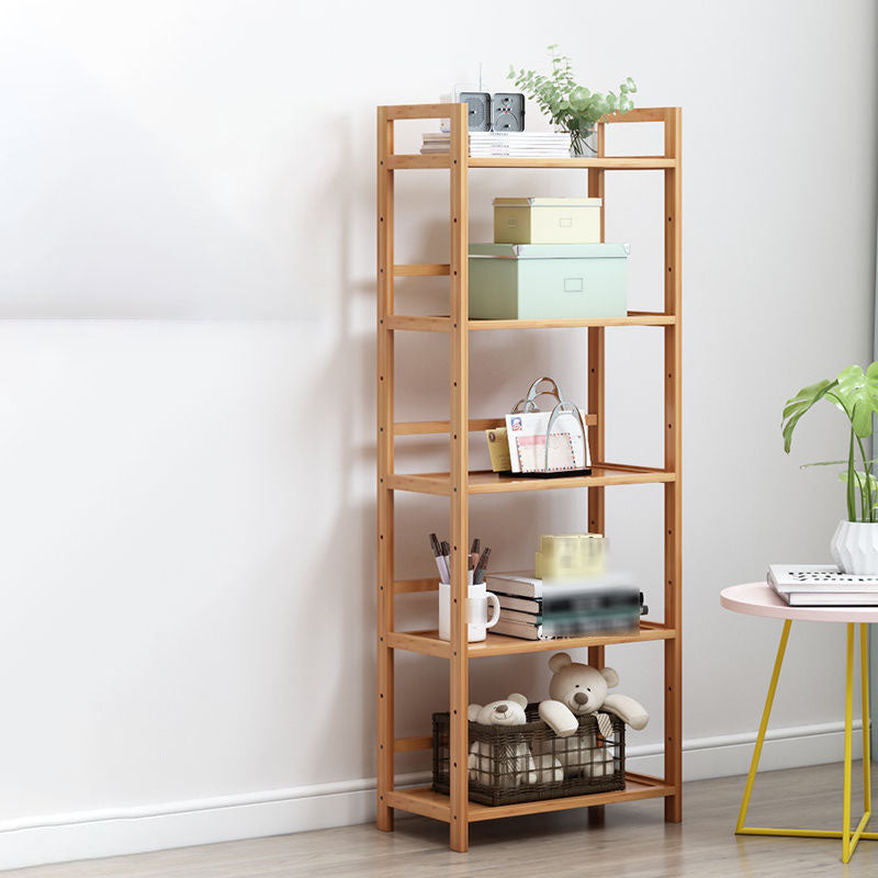 3/4/5-Shelf Manufactured Bookshelf Wood Etagere Natural Scandinavian Vertical Bookcase 19.7"L x 9.8"W x 50.4"H Clearhalo 'Bookcases' 'furn' 'furn_bookcases' 'Furniture' 'furniture_bookcases' 'Office Furniture' 4971924
