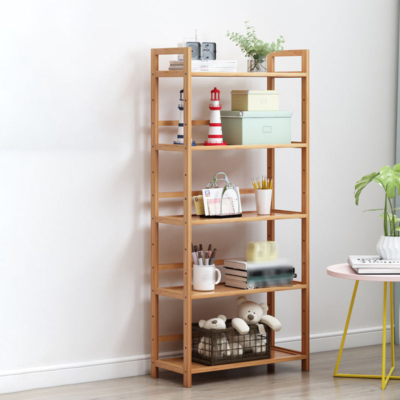 3/4/5-Shelf Manufactured Bookshelf Wood Etagere Natural Scandinavian Vertical Bookcase 23.6"L x 9.8"W x 50.4"H Clearhalo 'Bookcases' 'furn' 'furn_bookcases' 'Furniture' 'furniture_bookcases' 'Office Furniture' 4971927