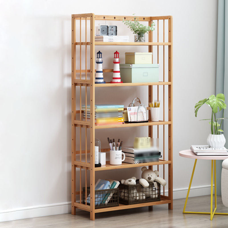 3/4/5-Shelf Manufactured Bookshelf Wood Etagere Natural Scandinavian Vertical Bookcase 27.6"L x 9.8"W x 54.3"H Clearhalo 'Bookcases' 'furn' 'furn_bookcases' 'Furniture' 'furniture_bookcases' 'Office Furniture' 4971929