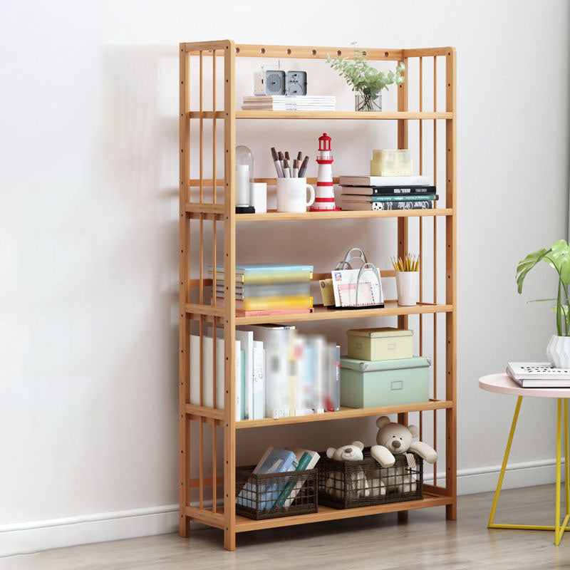 3/4/5-Shelf Manufactured Bookshelf Wood Etagere Natural Scandinavian Vertical Bookcase 31.5"L x 9.8"W x 54.3"H Clearhalo 'Bookcases' 'furn' 'furn_bookcases' 'Furniture' 'furniture_bookcases' 'Office Furniture' 4971930