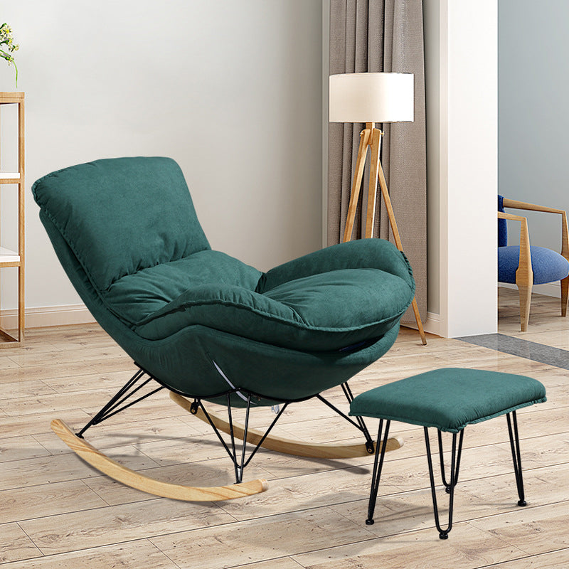 26.77" L x 37.40" W x 32.28" H Armless Lounge Chair Upholstered Accent Chair with Ottoman Blackish Green Suede Clearhalo 'Accent Chairs' 'accent_chairs' 'Chairs & Seating' 'furn' 'furn_accent_chairs' 'Furniture' 'furniture_accent_chairs' 'Living Room Furniture' 4971979