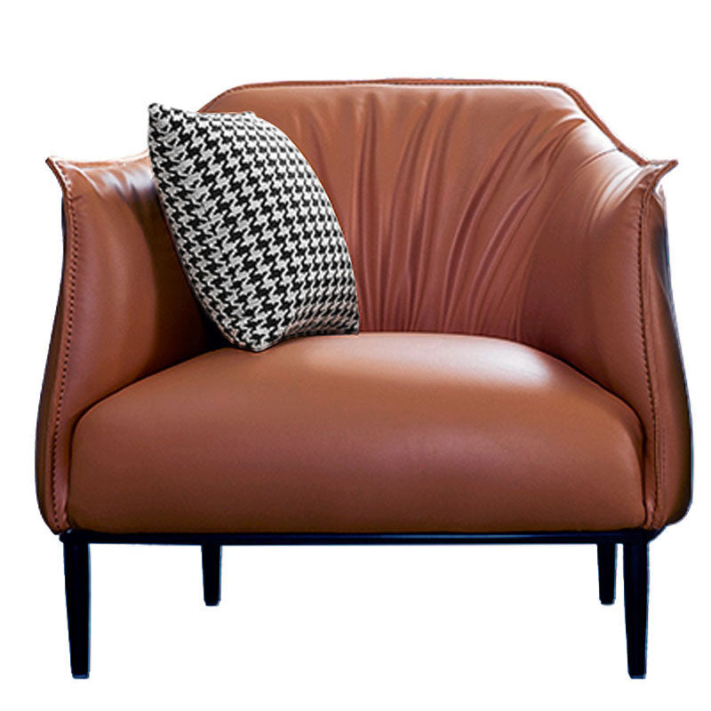 Genuine Leather Chair Arms Included 34.2"L x 33.4" W x 29.5" H Chair for Bedroom Brown Clearhalo 'Accent Chairs' 'accent_chairs' 'Chairs & Seating' 'furn' 'furn_accent_chairs' 'Furniture' 'furniture_accent_chairs' 'Living Room Furniture' 4972017