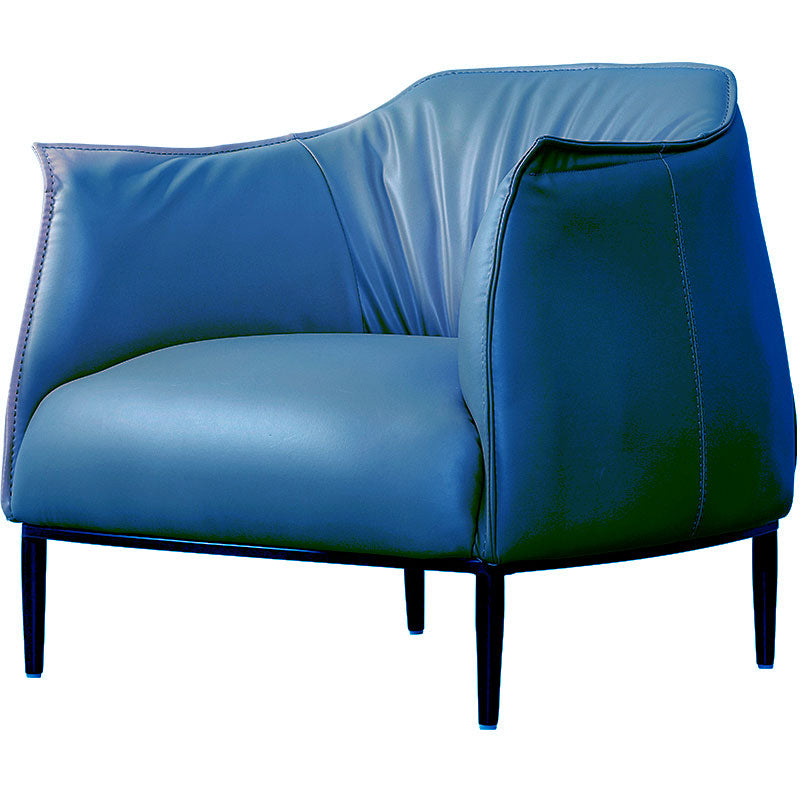 Genuine Leather Chair Arms Included 34.2"L x 33.4" W x 29.5" H Chair for Bedroom Lake Blue Clearhalo 'Accent Chairs' 'accent_chairs' 'Chairs & Seating' 'furn' 'furn_accent_chairs' 'Furniture' 'furniture_accent_chairs' 'Living Room Furniture' 4972020