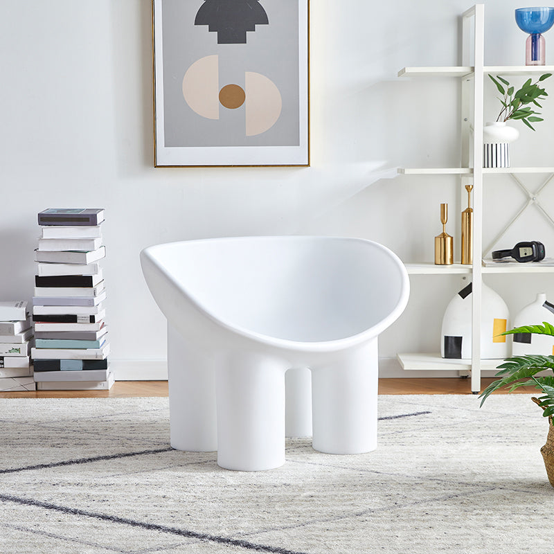 Armless PE Chair 32.6" L x 17.7 " W x 24.4 " H Chair for Bedroom White Clearhalo 'Accent Chairs' 'accent_chairs' 'Chairs & Seating' 'furn' 'furn_accent_chairs' 'Furniture' 'furniture_accent_chairs' 'Living Room Furniture' 4972037