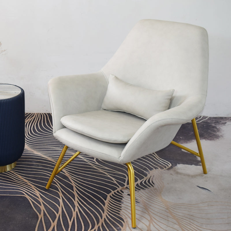 25.59" L x 31.49" W x 34.64" H Faux Leather Armchair for Living Room Light Gray Brass Gold Clearhalo 'Accent Chairs' 'accent_chairs' 'Chairs & Seating' 'furn' 'furn_accent_chairs' 'Furniture' 'furniture_accent_chairs' 'Living Room Furniture' 4972068