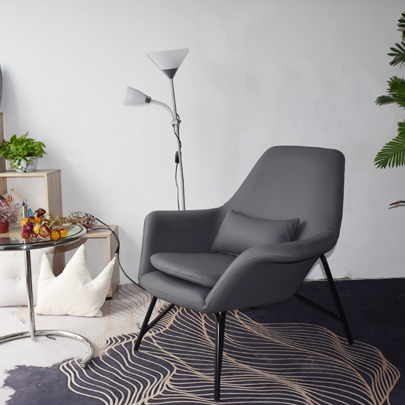 25.59" L x 31.49" W x 34.64" H Faux Leather Armchair for Living Room Grey Black Clearhalo 'Accent Chairs' 'accent_chairs' 'Chairs & Seating' 'furn' 'furn_accent_chairs' 'Furniture' 'furniture_accent_chairs' 'Living Room Furniture' 4972077