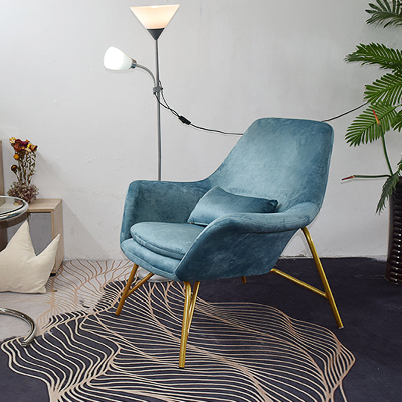 25.59" L x 31.49" W x 34.64" H Faux Leather Armchair for Living Room Blue Brass Gold Clearhalo 'Accent Chairs' 'accent_chairs' 'Chairs & Seating' 'furn' 'furn_accent_chairs' 'Furniture' 'furniture_accent_chairs' 'Living Room Furniture' 4972083