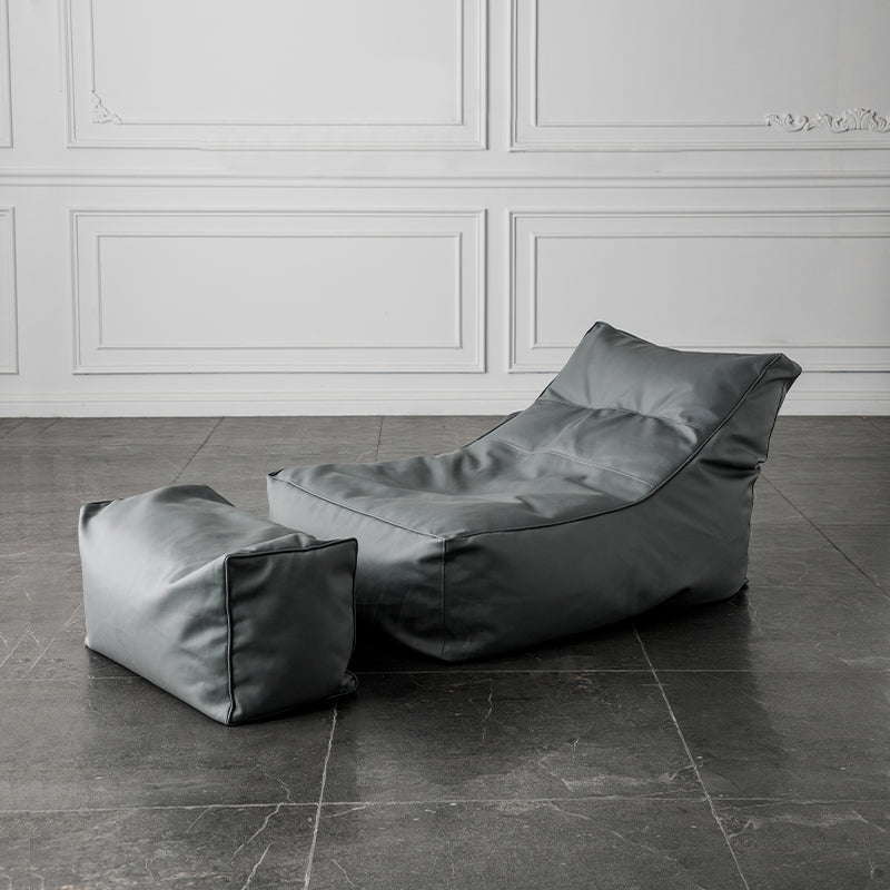 PU Leather Parsons Chair 26.3" L x 39.3" W x 28.3" H for Living Room Grey With Ottoman Clearhalo 'Accent Chairs' 'accent_chairs' 'Chairs & Seating' 'furn' 'furn_accent_chairs' 'Furniture' 'furniture_accent_chairs' 'Living Room Furniture' 4972091