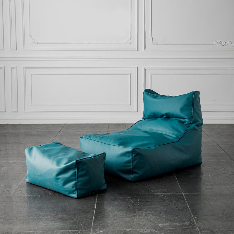 PU Leather Parsons Chair 26.3" L x 39.3" W x 28.3" H for Living Room Blue With Ottoman Clearhalo 'Accent Chairs' 'accent_chairs' 'Chairs & Seating' 'furn' 'furn_accent_chairs' 'Furniture' 'furniture_accent_chairs' 'Living Room Furniture' 4972092