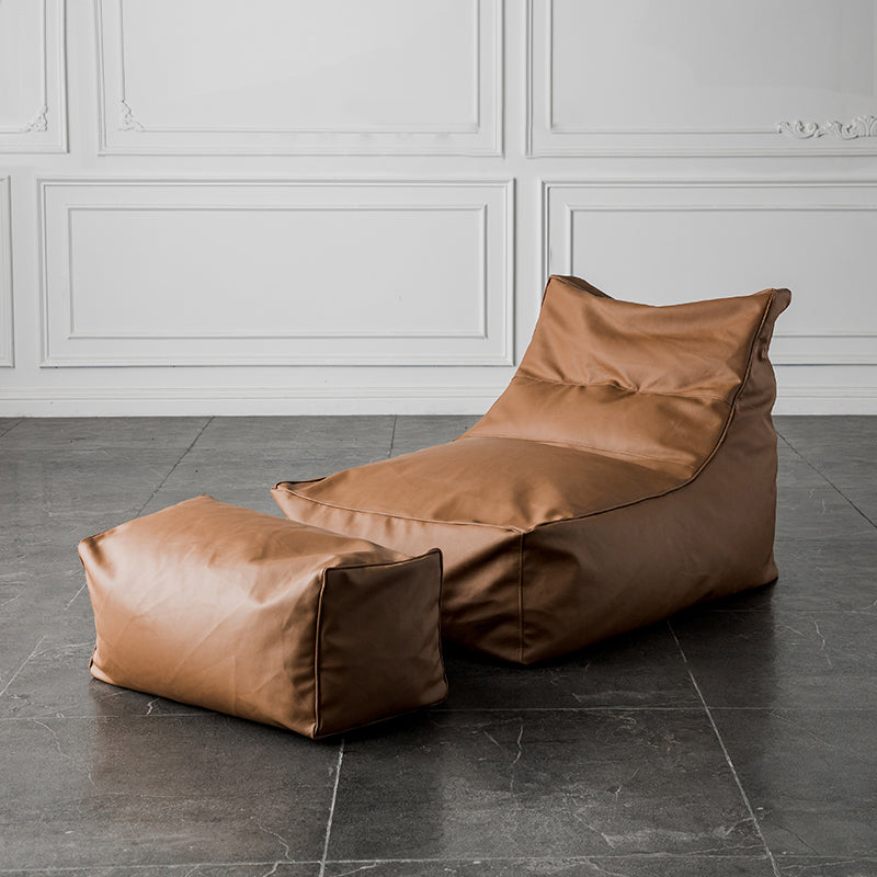 PU Leather Parsons Chair 26.3" L x 39.3" W x 28.3" H for Living Room Brown With Ottoman Clearhalo 'Accent Chairs' 'accent_chairs' 'Chairs & Seating' 'furn' 'furn_accent_chairs' 'Furniture' 'furniture_accent_chairs' 'Living Room Furniture' 4972094