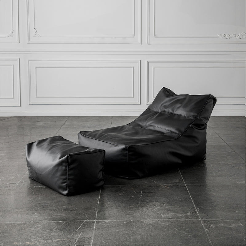 PU Leather Parsons Chair 26.3" L x 39.3" W x 28.3" H for Living Room Black With Ottoman Clearhalo 'Accent Chairs' 'accent_chairs' 'Chairs & Seating' 'furn' 'furn_accent_chairs' 'Furniture' 'furniture_accent_chairs' 'Living Room Furniture' 4972096