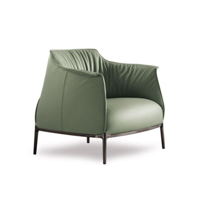 33.85" L x 31.49" W x 31.49" H Faux Leather Barrel Accent Chair for Bedroom Light Army Green Clearhalo 'Accent Chairs' 'accent_chairs' 'Chairs & Seating' 'furn' 'furn_accent_chairs' 'Furniture' 'furniture_accent_chairs' 'Living Room Furniture' 4972114