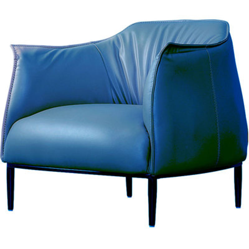 33.85" L x 31.49" W x 31.49" H Faux Leather Barrel Accent Chair for Bedroom Lake Blue Clearhalo 'Accent Chairs' 'accent_chairs' 'Chairs & Seating' 'furn' 'furn_accent_chairs' 'Furniture' 'furniture_accent_chairs' 'Living Room Furniture' 4972116