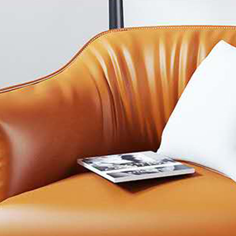 33.85" L x 31.49" W x 31.49" H Faux Leather Barrel Accent Chair for Bedroom Clearhalo 'Accent Chairs' 'accent_chairs' 'Chairs & Seating' 'furn' 'furn_accent_chairs' 'Furniture' 'furniture_accent_chairs' 'Living Room Furniture' 4972119