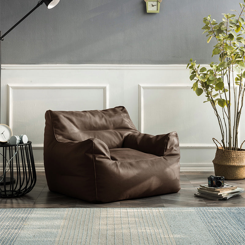 Pillow Top Arms Accent Armchair with Sewn Pillow Back for Living Room, Bedroom Coffee Faux Leather Clearhalo 'Accent Chairs' 'accent_chairs' 'Chairs & Seating' 'furn' 'furn_accent_chairs' 'Furniture' 'furniture_accent_chairs' 'Living Room Furniture' 4972125