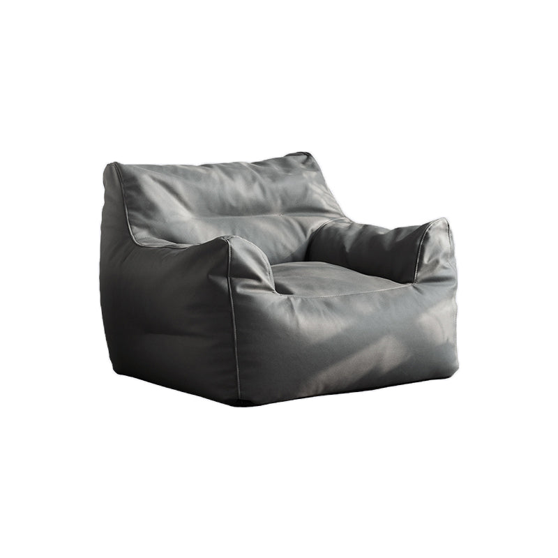 Pillow Top Arms Accent Armchair with Sewn Pillow Back for Living Room, Bedroom Grey Faux Leather Clearhalo 'Accent Chairs' 'accent_chairs' 'Chairs & Seating' 'furn' 'furn_accent_chairs' 'Furniture' 'furniture_accent_chairs' 'Living Room Furniture' 4972127