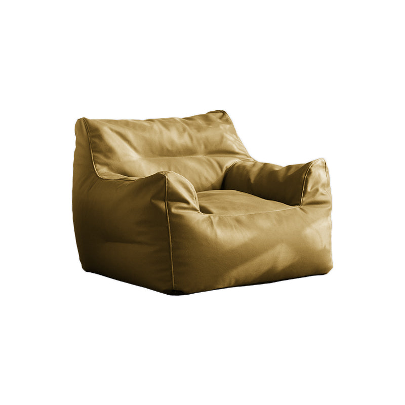 Pillow Top Arms Accent Armchair with Sewn Pillow Back for Living Room, Bedroom Yellow Faux Leather Clearhalo 'Accent Chairs' 'accent_chairs' 'Chairs & Seating' 'furn' 'furn_accent_chairs' 'Furniture' 'furniture_accent_chairs' 'Living Room Furniture' 4972129