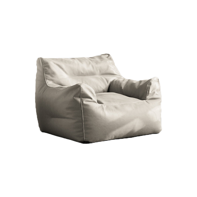 Pillow Top Arms Accent Armchair with Sewn Pillow Back for Living Room, Bedroom Off-White Faux Leather Clearhalo 'Accent Chairs' 'accent_chairs' 'Chairs & Seating' 'furn' 'furn_accent_chairs' 'Furniture' 'furniture_accent_chairs' 'Living Room Furniture' 4972142