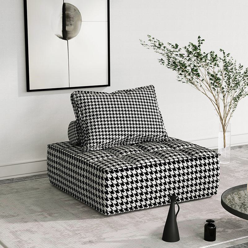 Faux leather Parsons Chair Removable Cushions Armless Chair for Living Room Houndstooth pattern Clearhalo 'Accent Chairs' 'accent_chairs' 'Chairs & Seating' 'furn' 'furn_accent_chairs' 'Furniture' 'furniture_accent_chairs' 'Living Room Furniture' 4972155