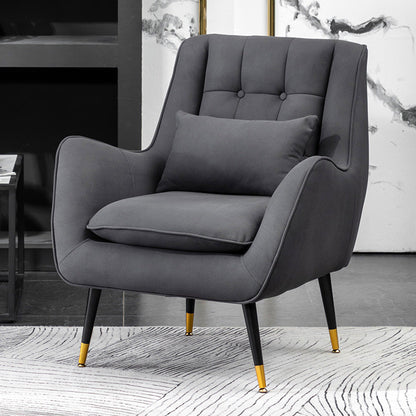 Scandinavian 30.7" Wide Accent Armchair with Basic Four Legs and Tufted Back Dark Gray Faux Leather Clearhalo 'Accent Chairs' 'accent_chairs' 'Chairs & Seating' 'Furniture' 'furniture_accent_chairs' 'Living Room Furniture' 4972168