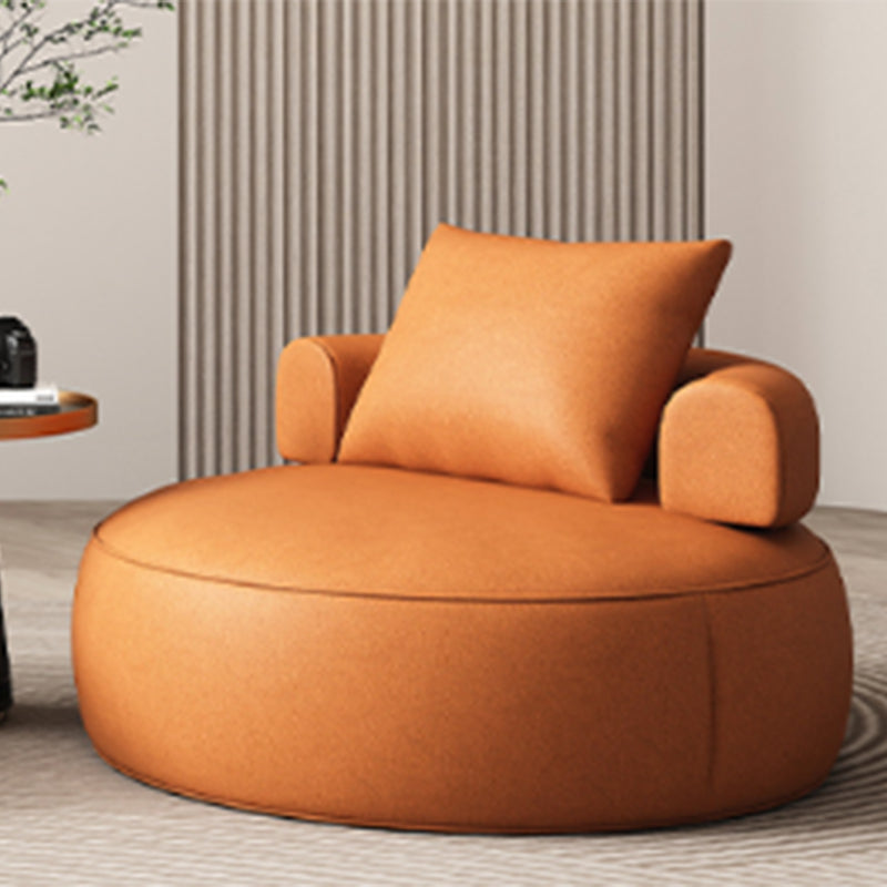 Faux Leather Slipper Chair Armless Chair with Pillow for Living Room 39"L x 39"W x 21"H Orange Clearhalo 'Accent Chairs' 'accent_chairs' 'Chairs & Seating' 'furn' 'furn_accent_chairs' 'Furniture' 'furniture_accent_chairs' 'Living Room Furniture' 4972188