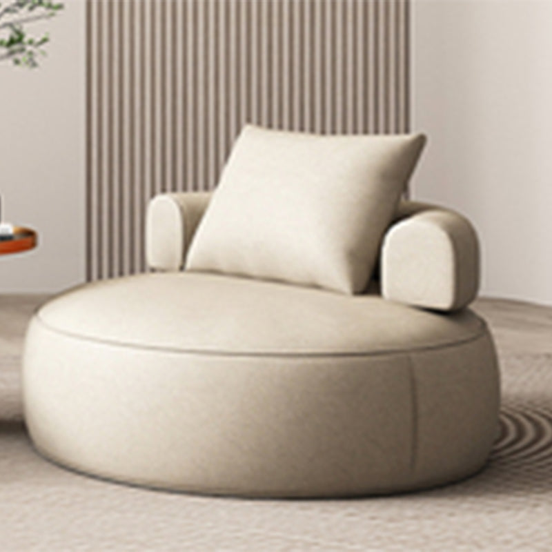 Faux Leather Slipper Chair Armless Chair with Pillow for Living Room Beige Clearhalo 'Accent Chairs' 'accent_chairs' 'Chairs & Seating' 'furn' 'furn_accent_chairs' 'Furniture' 'furniture_accent_chairs' 'Living Room Furniture' 4972189