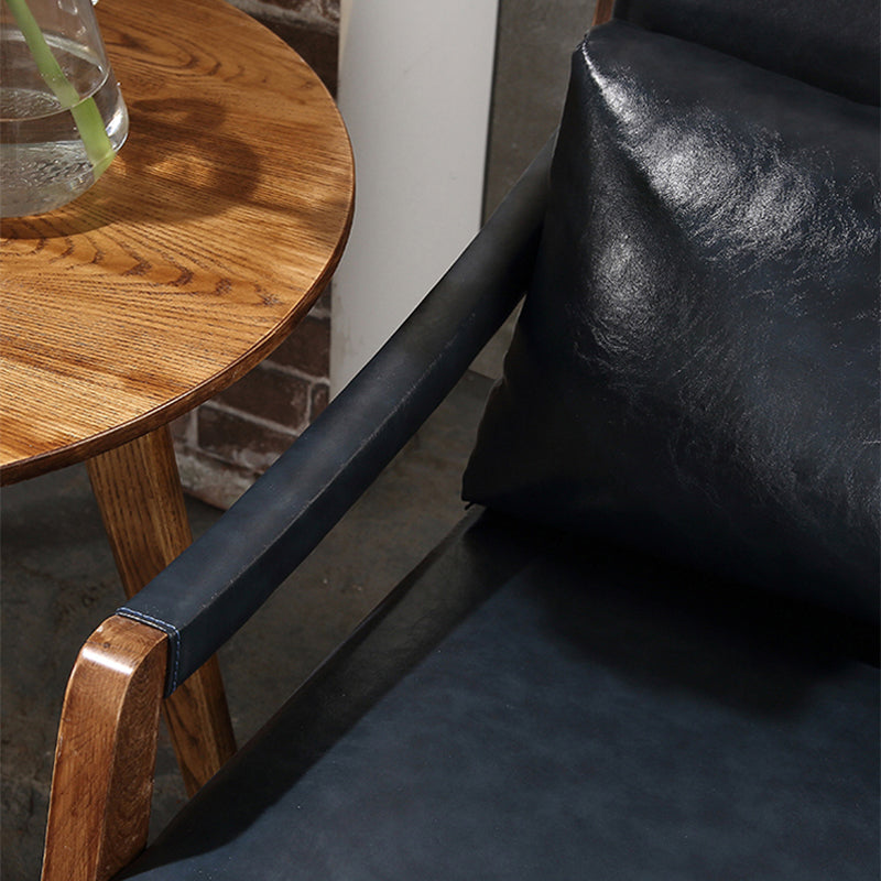 25.59" L x 29.52" W x 28.34" H Faux Leather Square Arms Lounge Chair with Pillow Back Clearhalo 'Accent Chairs' 'accent_chairs' 'Chairs & Seating' 'furn' 'furn_accent_chairs' 'Furniture' 'furniture_accent_chairs' 'Living Room Furniture' 4972234