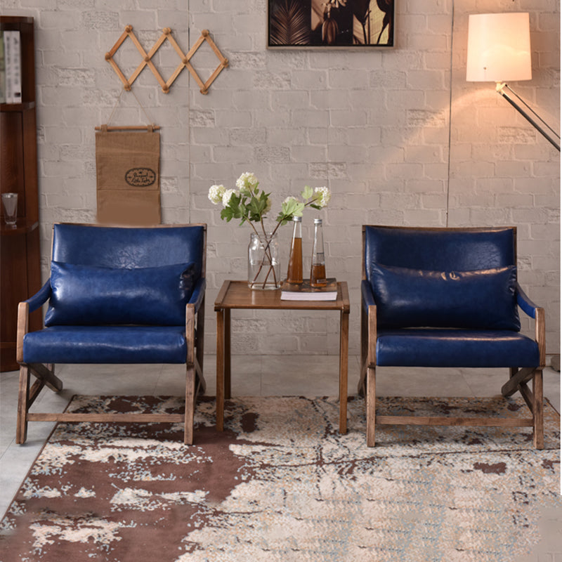 25.59" L x 29.52" W x 28.34" H Faux Leather Square Arms Lounge Chair with Pillow Back Clearhalo 'Accent Chairs' 'accent_chairs' 'Chairs & Seating' 'furn' 'furn_accent_chairs' 'Furniture' 'furniture_accent_chairs' 'Living Room Furniture' 4972236