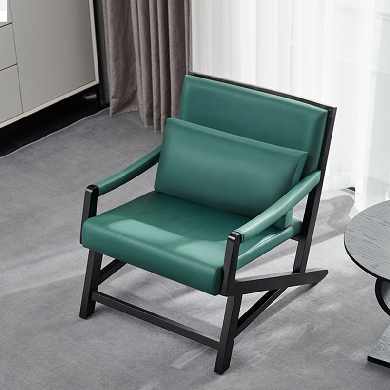 25.59" L x 29.52" W x 28.34" H Faux Leather Square Arms Lounge Chair with Pillow Back Clearhalo 'Accent Chairs' 'accent_chairs' 'Chairs & Seating' 'furn' 'furn_accent_chairs' 'Furniture' 'furniture_accent_chairs' 'Living Room Furniture' 4972238