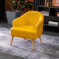 Faux Leather 24.8"Wide Sloped Arms Solid Color Barrel Chair with Basic Four Legs Yellow White Clearhalo 'Accent Chairs' 'accent_chairs' 'Chairs & Seating' 'furn' 'furn_accent_chairs' 'Furniture' 'furniture_accent_chairs' 'Living Room Furniture' 4972257