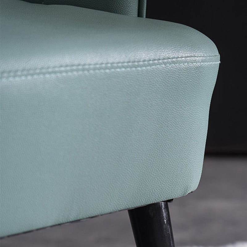 Faux Leather 24.8"Wide Sloped Arms Solid Color Barrel Chair with Basic Four Legs Clearhalo 'Accent Chairs' 'accent_chairs' 'Chairs & Seating' 'furn' 'furn_accent_chairs' 'Furniture' 'furniture_accent_chairs' 'Living Room Furniture' 4972266